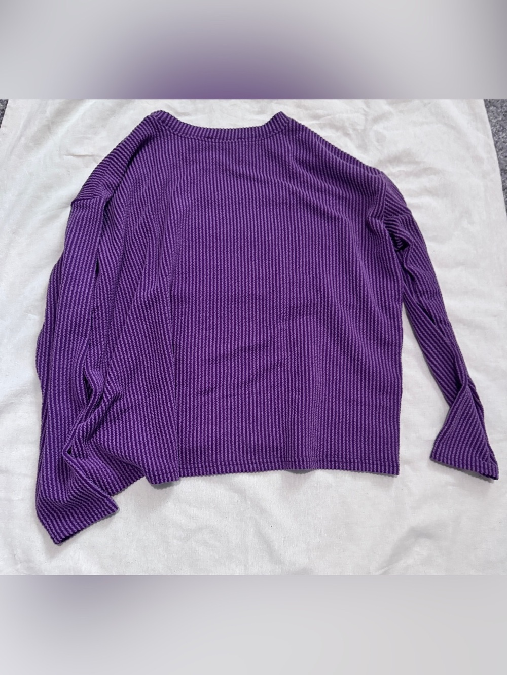NWOT-Zenana Outfitters Purple Ribbed Knit Top & Shorts- Cozy Casual Wear-Medium - Picture 7 of 7